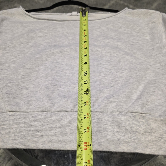 Garage Light Gray Cropped Off Shoulder Sweatshirt - Picture 5 of 6